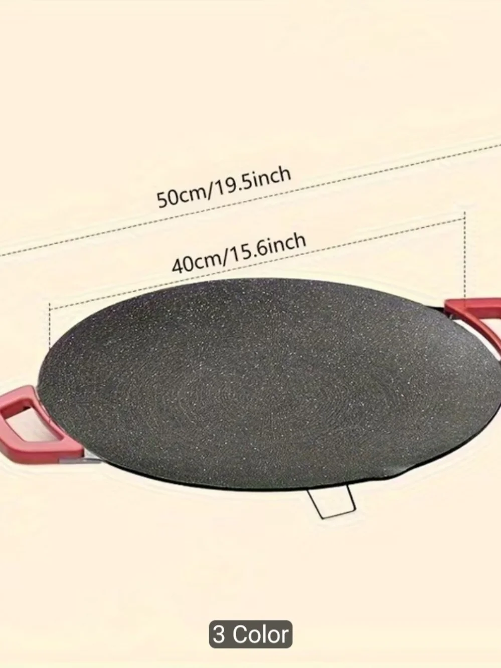 Nonstick Electric Griddle Pan with Red Handles - Black Speckled